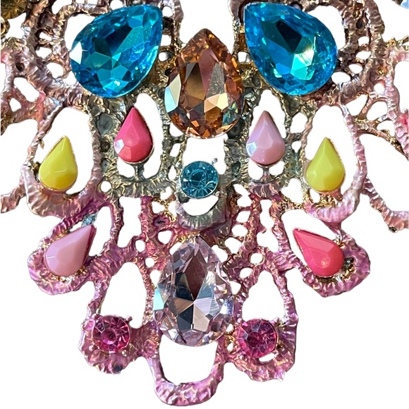 🎁 Colorful Crystal Statement Necklace Set - Picture 9 of 12